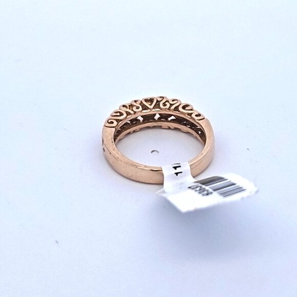 14K Yellow Gold Heart Scroll .92TCW 7 Diamond Band Ring Size 6.75 - Picture 8 of 16